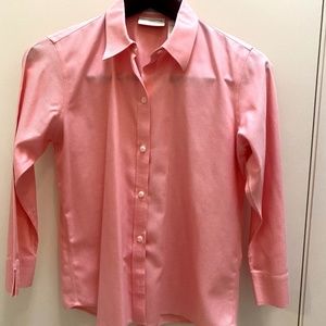 Liz Claiborne Button Up Shirt Women's Size 6P Salmon Wrinkle Free Petite